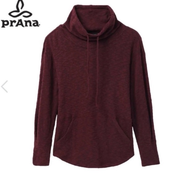 Prana Sweaters - Prana Maroon Cowl Neck Hoodie